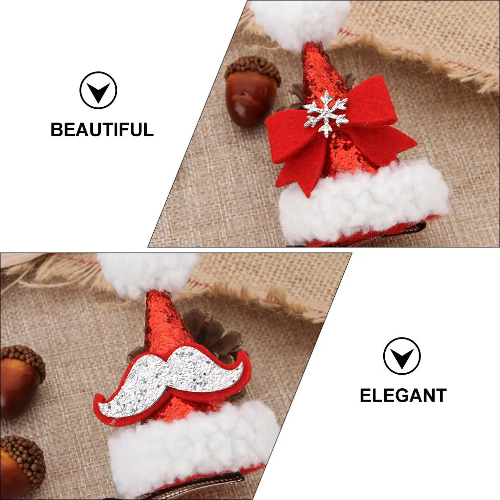 6 قطع من مشابك شعر عيد الميلاد، مشابك قبعة أنيقة للأطفال والنساء وحفلات العطلات والعام الجديد وهدية عيد الميلاد والمهرجانات #1