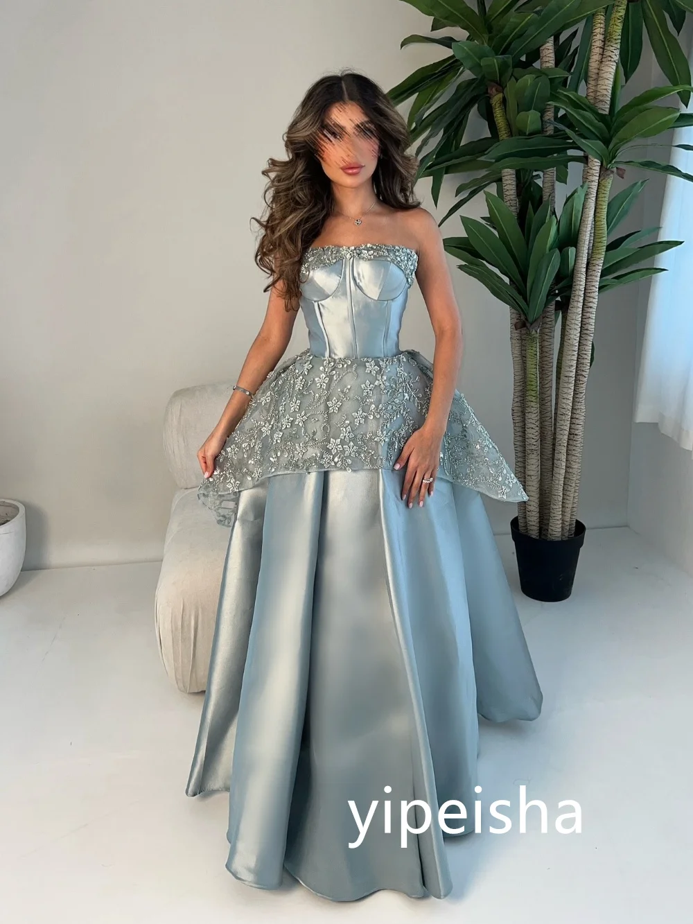 Customized Sexy Pleat A-line Strapless Long Dresses Prom Dresses Classic Exquisite Modern Style Pastrol Unisex Chinese Style For