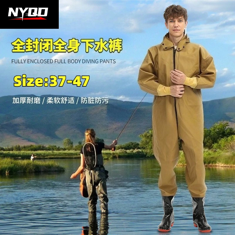 Men's Outdoor Waterproof Chest Waders Fishing Hunting Breathable Durable Knitted Fabric