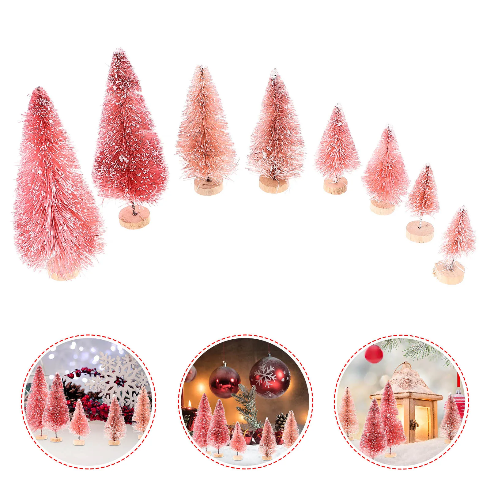 

8Pcs Festive Mini Xmas Tree Decor Set Dainty Artificial Christmas Trees for Window Mantel Shop Display Holiday Home Styling