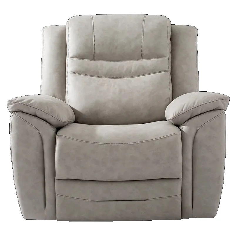 Nisco 3 Power Recliner Single Seat Sofa Padded Back For Living Room Fabric Light Grey with Three Motors