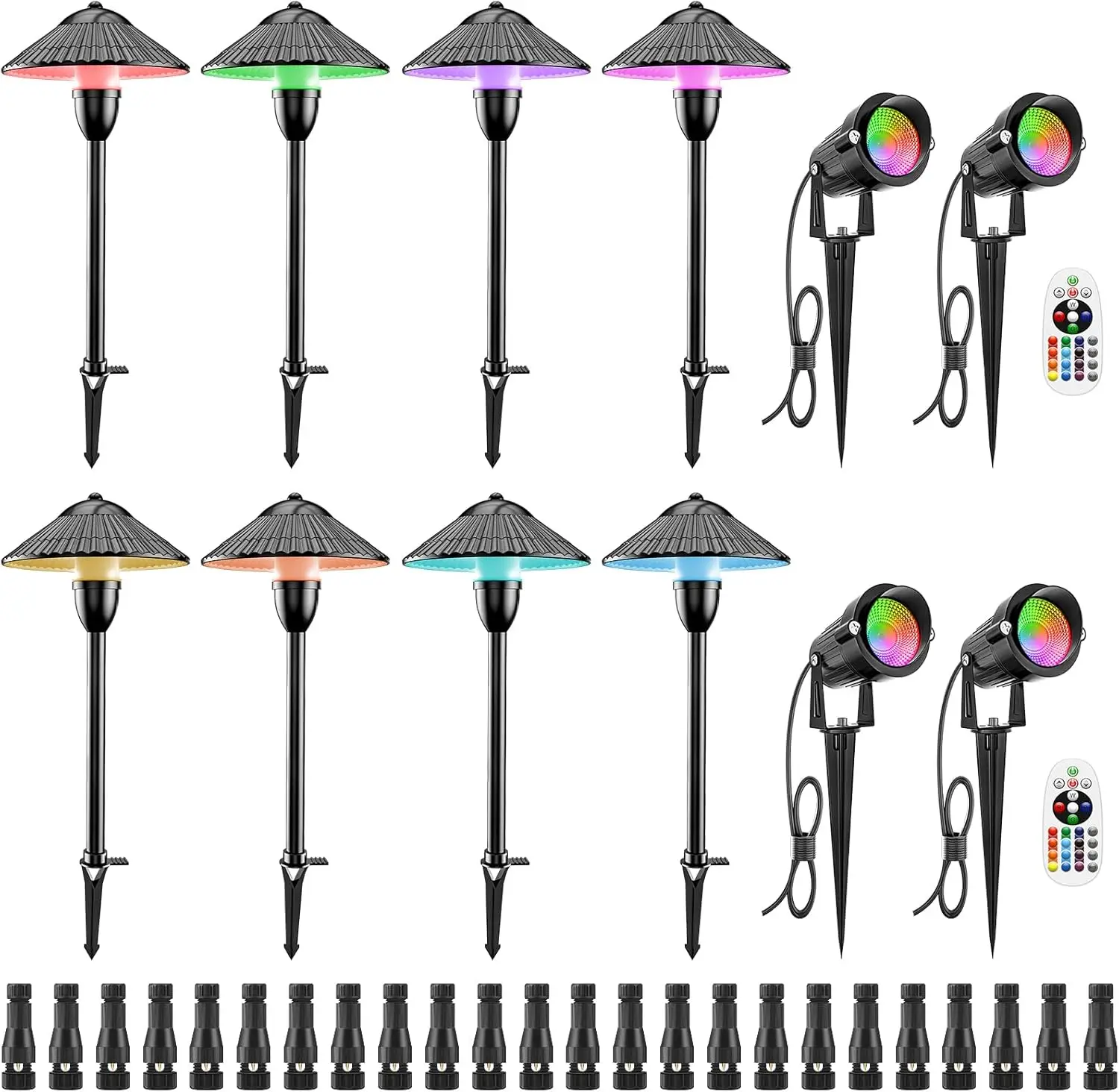 Color Changing Landscape Lights Low Voltage Pathway Lights 12V 24V Multi-Color LED Landscape Light Kit Waterproof for Yard Garde