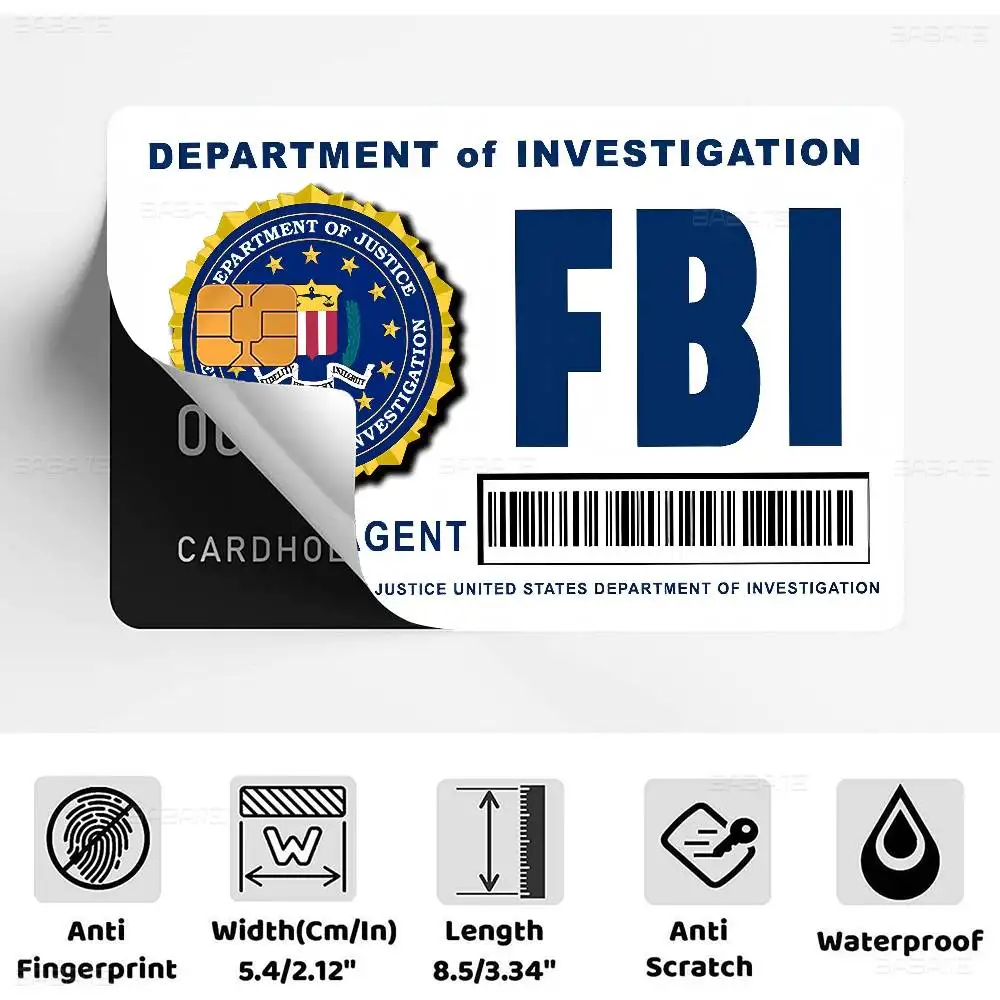 America FBI Various Film Skin Sticker Tape For Bank Credit Debit Card Personalized Credit Card Protection Stickers