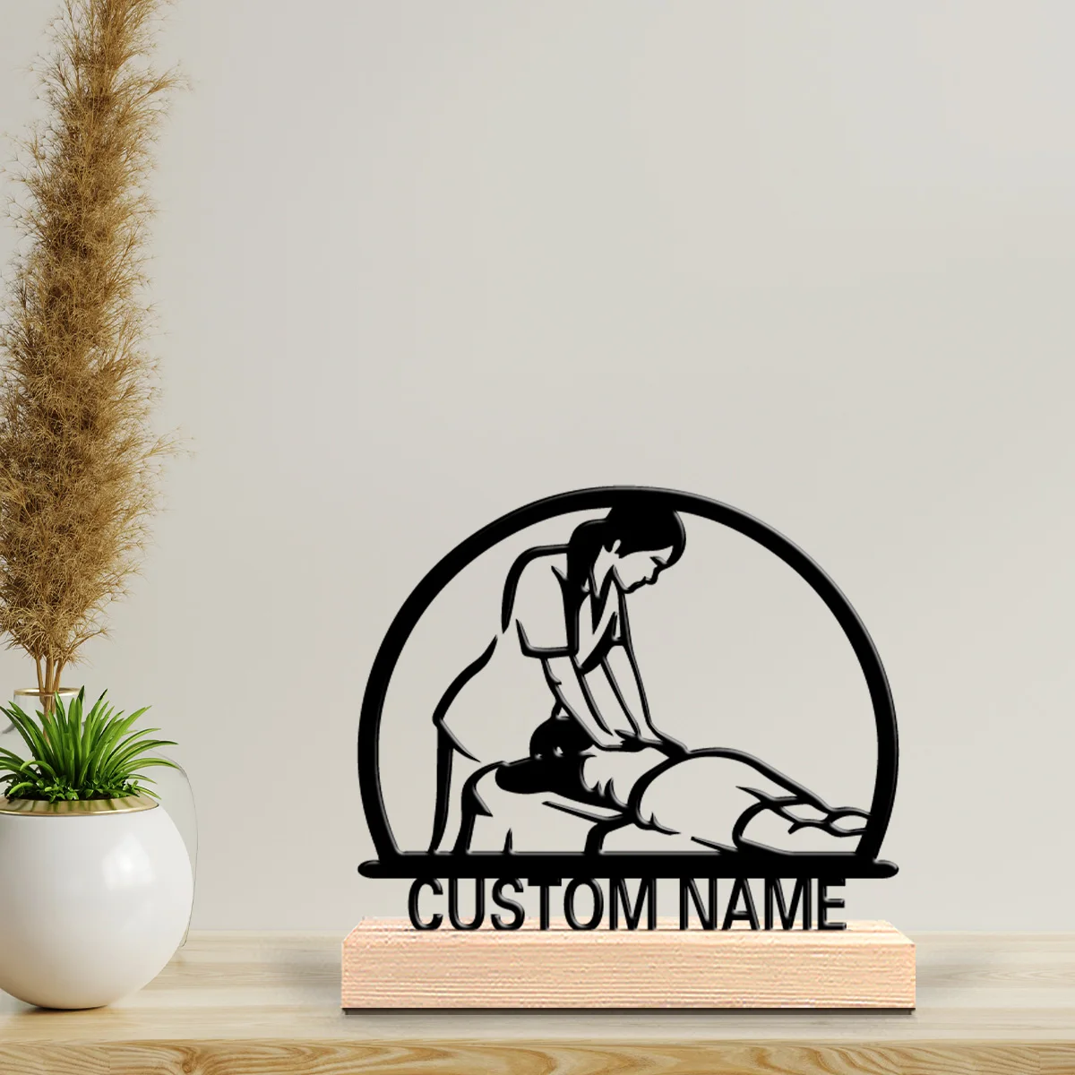 1pc Beauty Personalized Custom Physical Therapy Coastal Desk Art with Wooden Base Perfect for Beach Lovers Birthdays Christmas