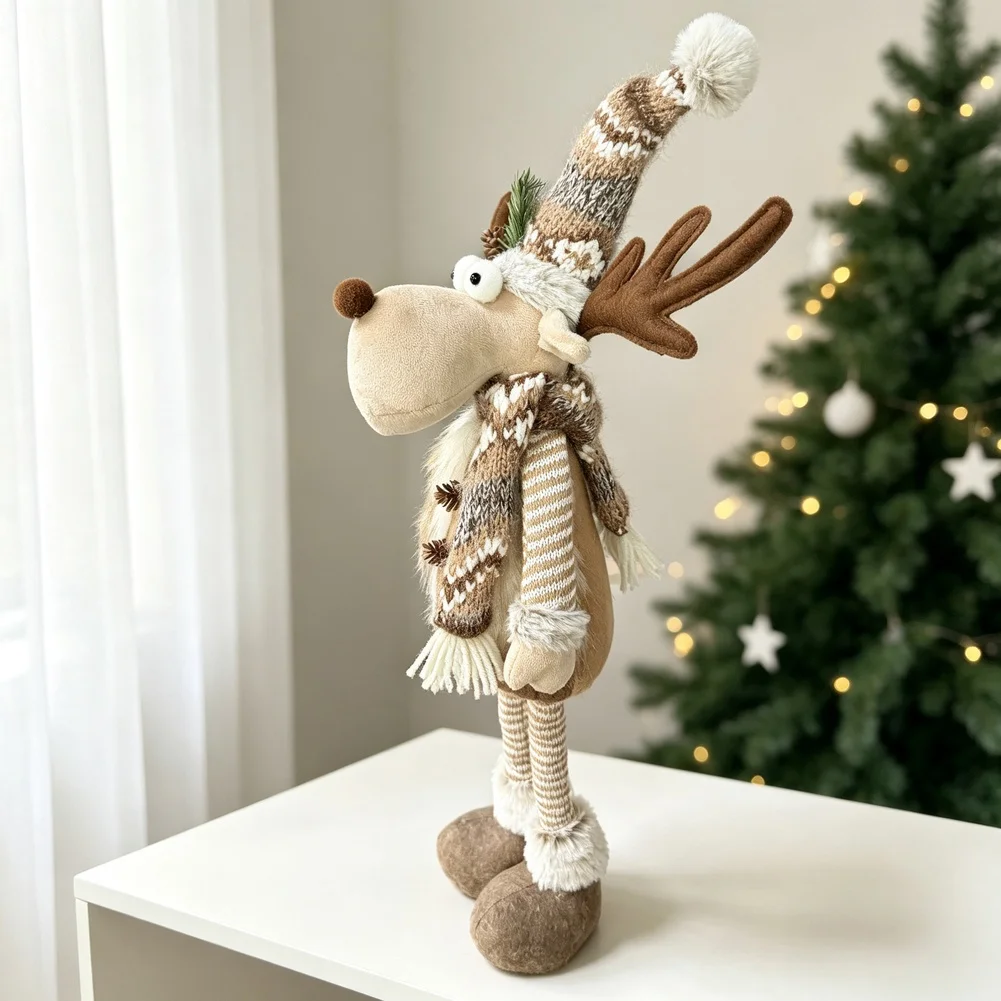 Stretchable Christmas Gnome Santa Snowman Reindeer Knit Plush Doll 18-60cm Adjustable Height Rustic Holiday Tree Ornament For Ho