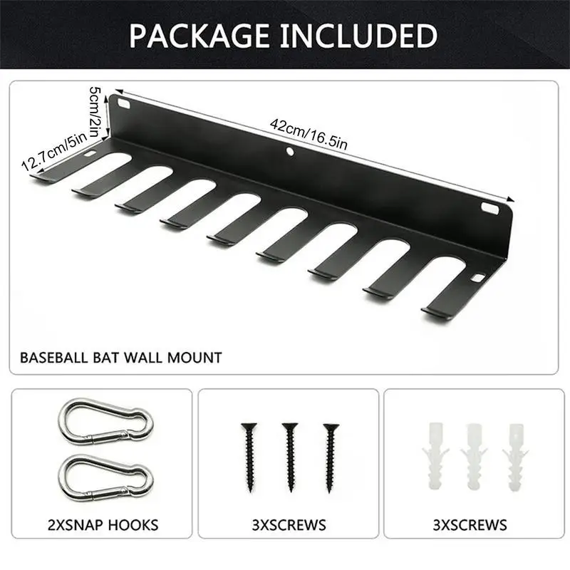 Baseball Bat Rack Vertical Tennis Baseball Bat Wall Mount Sturdy Hanger Racks Storage Display Holder For Garage Gym Lounge