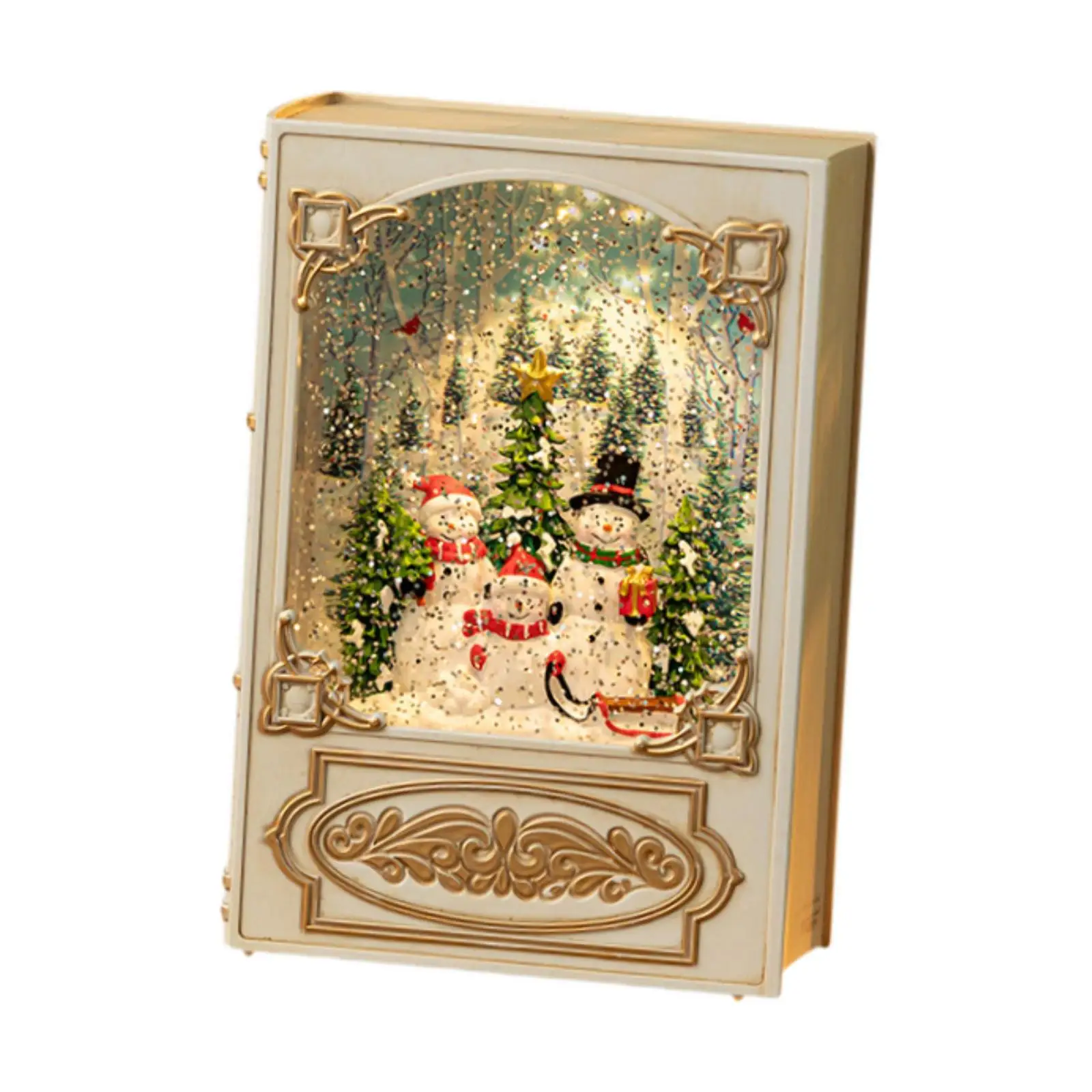 Christmas Light Music Box Mini Book Portable Children Birthday Gift Holiday Decor Music Box for Room Tabletop Indoor House Home