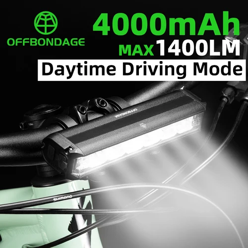 OFFBONDAGE-luz delantera para bicicleta, linterna impermeable de 2600 lúmenes, 8000mAh, carga USB, accesorios para lámpara de ciclismo de carretera y montaña