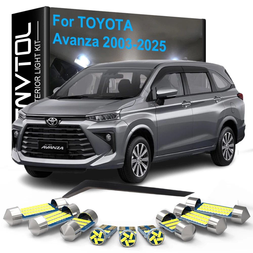 7 Uds luces interiores LED Canbus para Toyota Avanza 2003-2018 2019 2020 2021 2022 2023 2024 2025 lámparas de matrícula de lectura de cúpula de coche