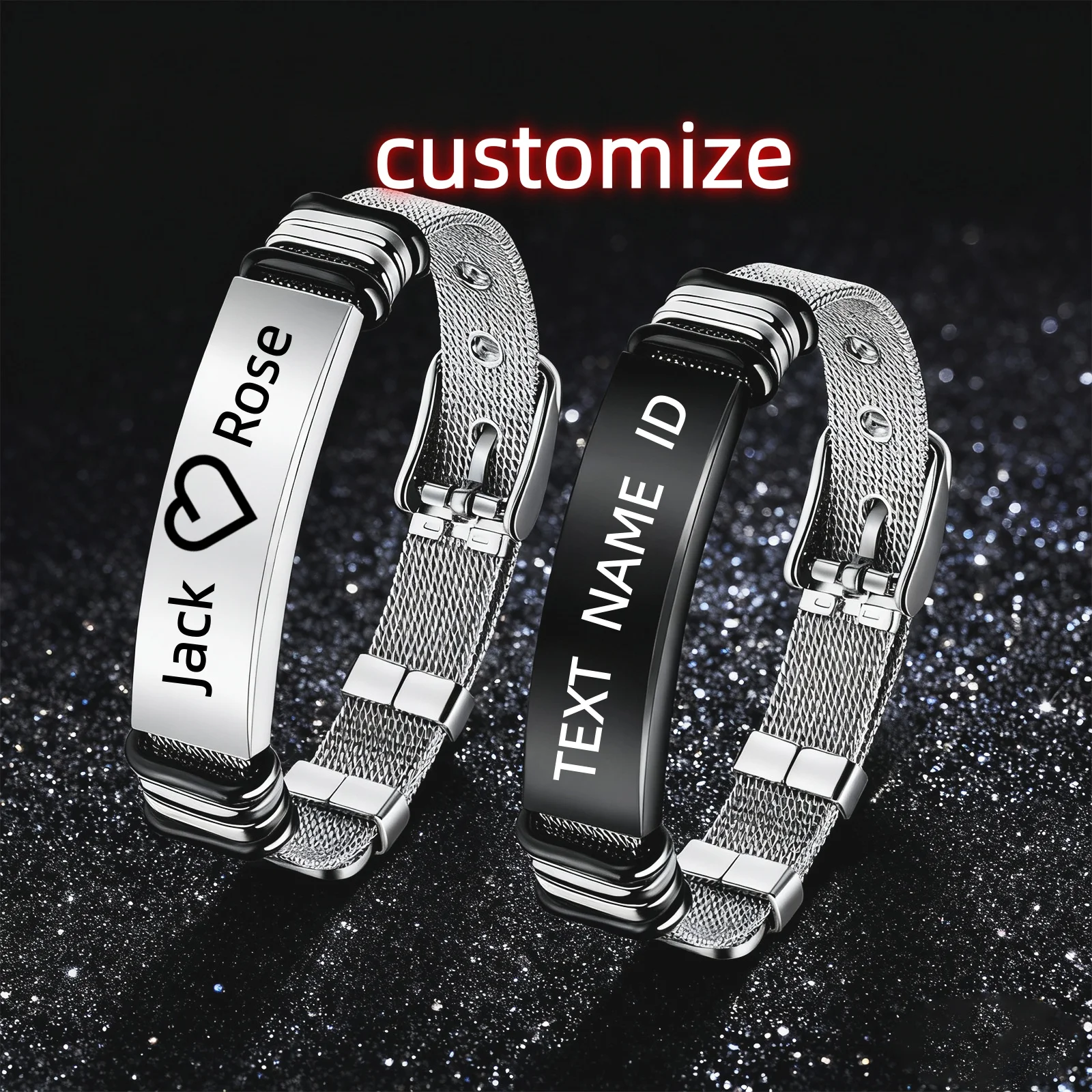 

Engraved bracelet Laser Engraving Stainless Steel Bracelets Custom Text logo ID Men's Wristlet luxury Gift jewelry personalised