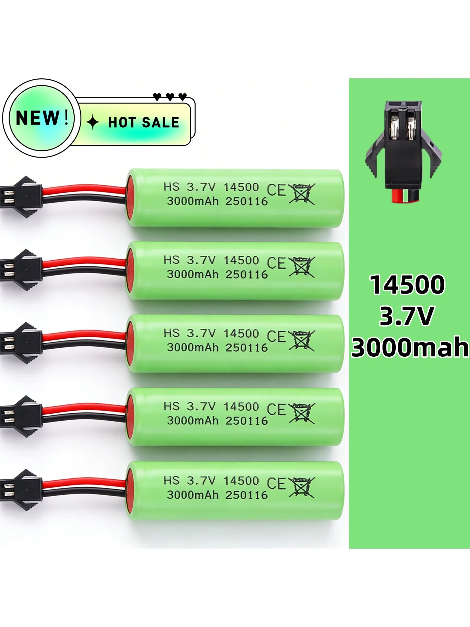NOWA bateria litowo-jonowa 14500 3.7V 3000mAh do zabawkowego samochodu kaskaderskiego RC C2 D828, akcesorium, bateria litowo-jonowa 3.7V 14500 z wtyczką SM-2P — zdjęcie produktu 7
