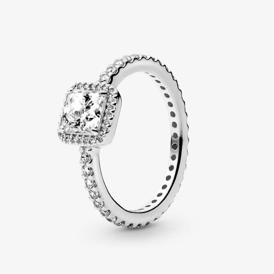 High quality 100%925 sterling Silver Sparkling Drop Round Daisy Birthday Romantic ring suitable for ladies banquet fine jewelry
