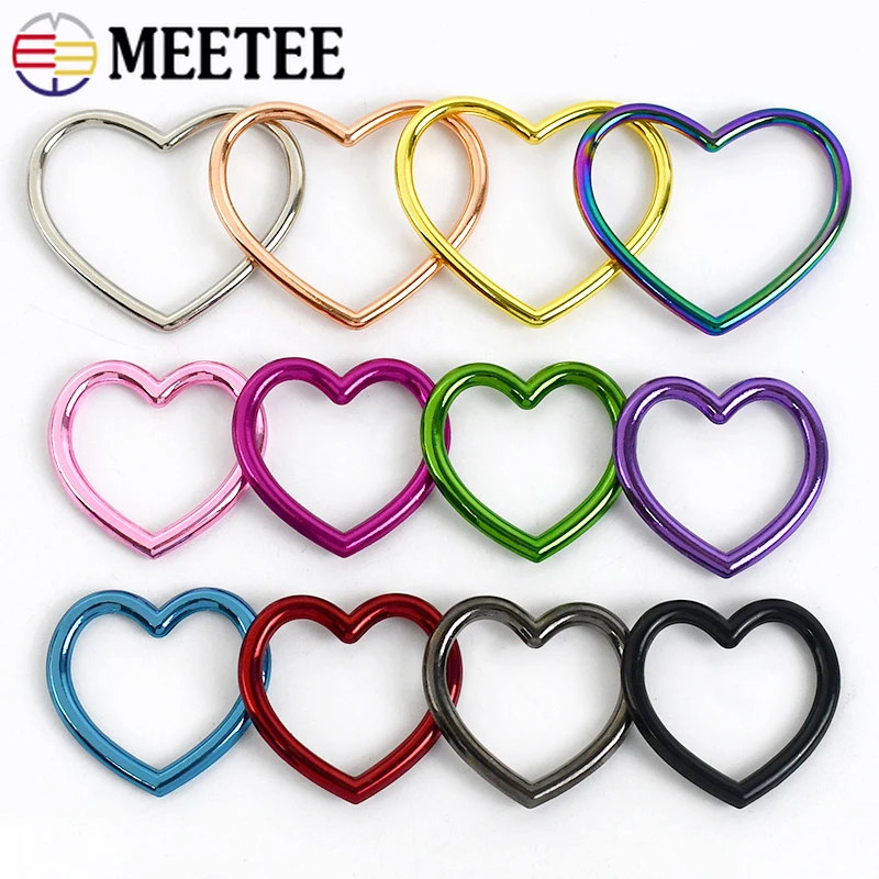 Meetee 10-50 pz cuore anello gancio borsa cinghia collegamento cerchio rotondo fibbie in metallo fettuccia O anelli chiusura cintura decorare fibbia