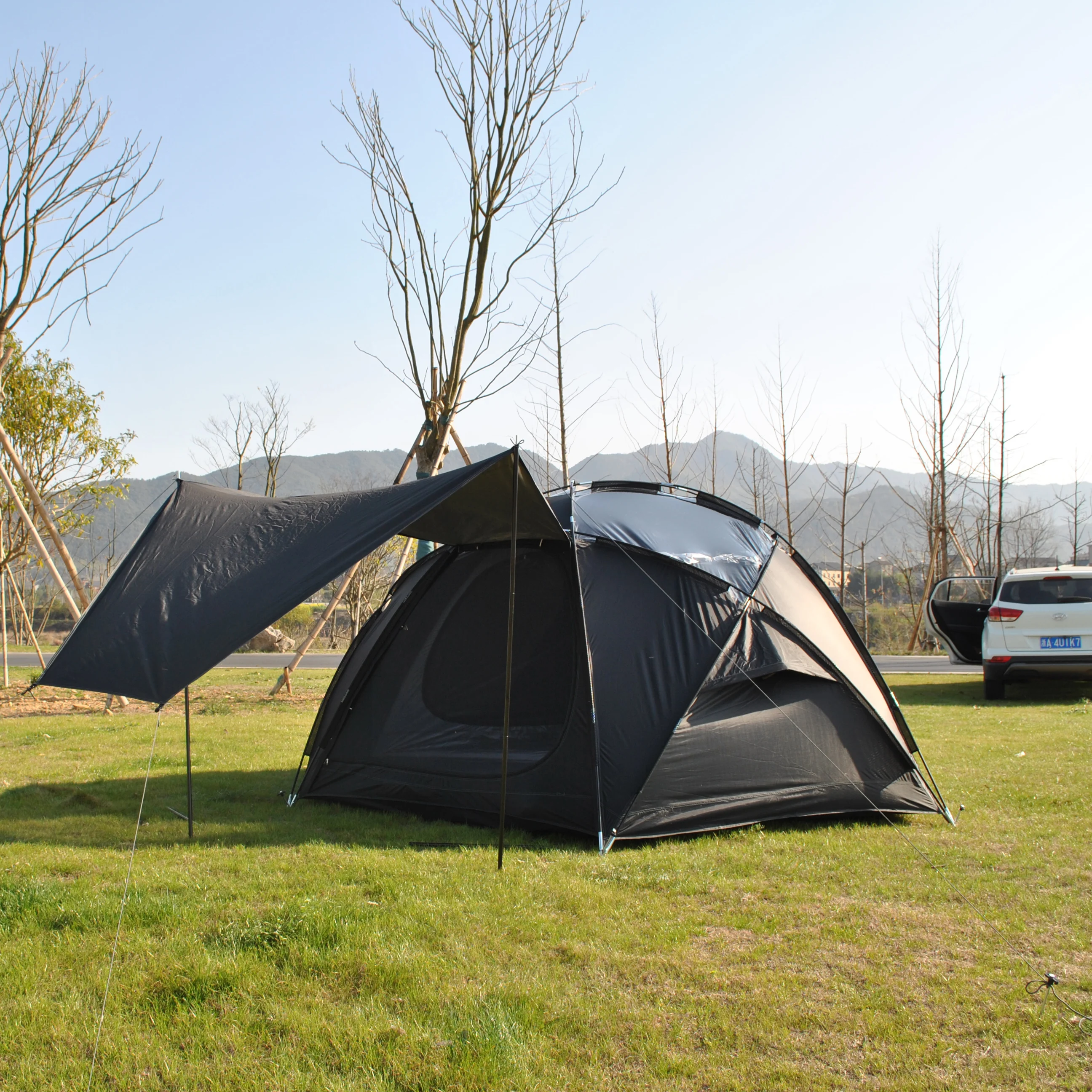 High quality 6 person Spherical tent with tarp hall and Transparent skylight,transparent Crustal tent for family