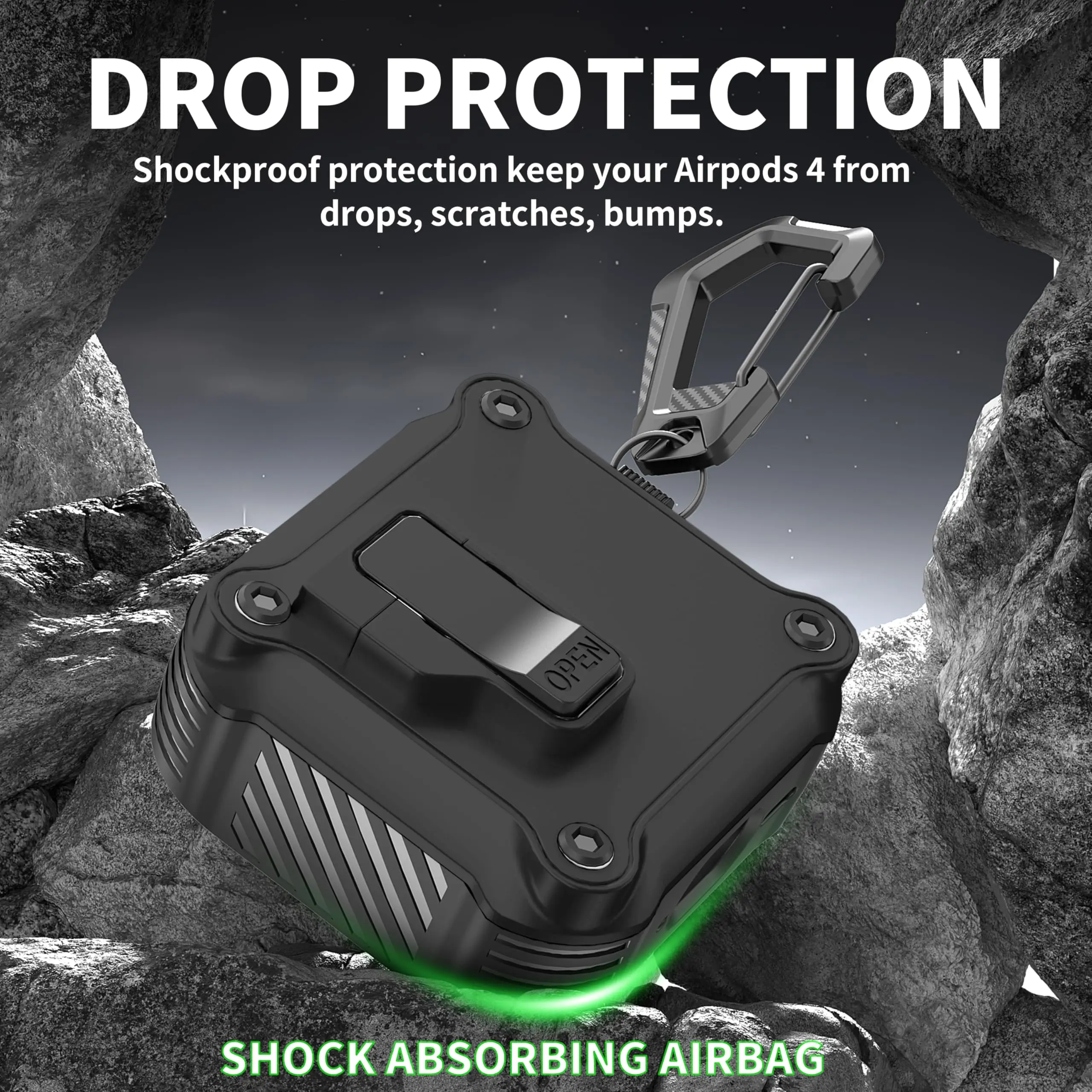 حافظة واقية ضد الماء لـ Airpods 4 ، حافظة تبديل الشحن مع سلسلة مفاتيح ، حافظة سماعة أذن فاخرة لجيل 4