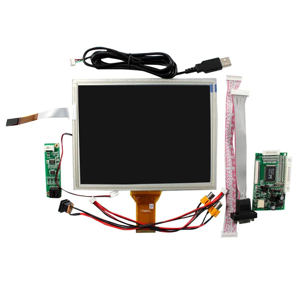 8 "EJ080NA-05A 800X600 LCD 4 سلك شاشة تعمل باللمس مقاوم مع لوحة تحكم VGA 2AV