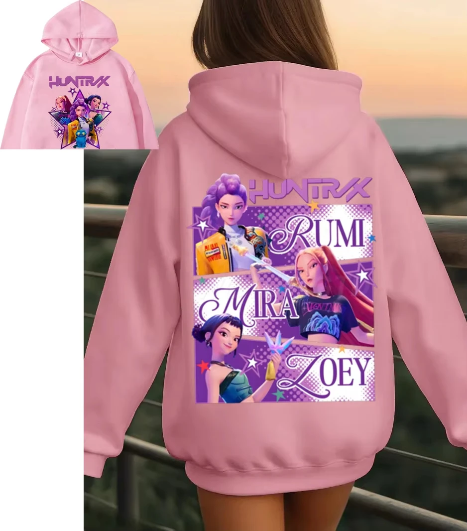 

KPop Demon Hunters Huntrix Hoodies Men Women Casual Pullovers Mira Rumi Zoey Printed Sweatshirt Hooded Unisex Fashion Streetwear