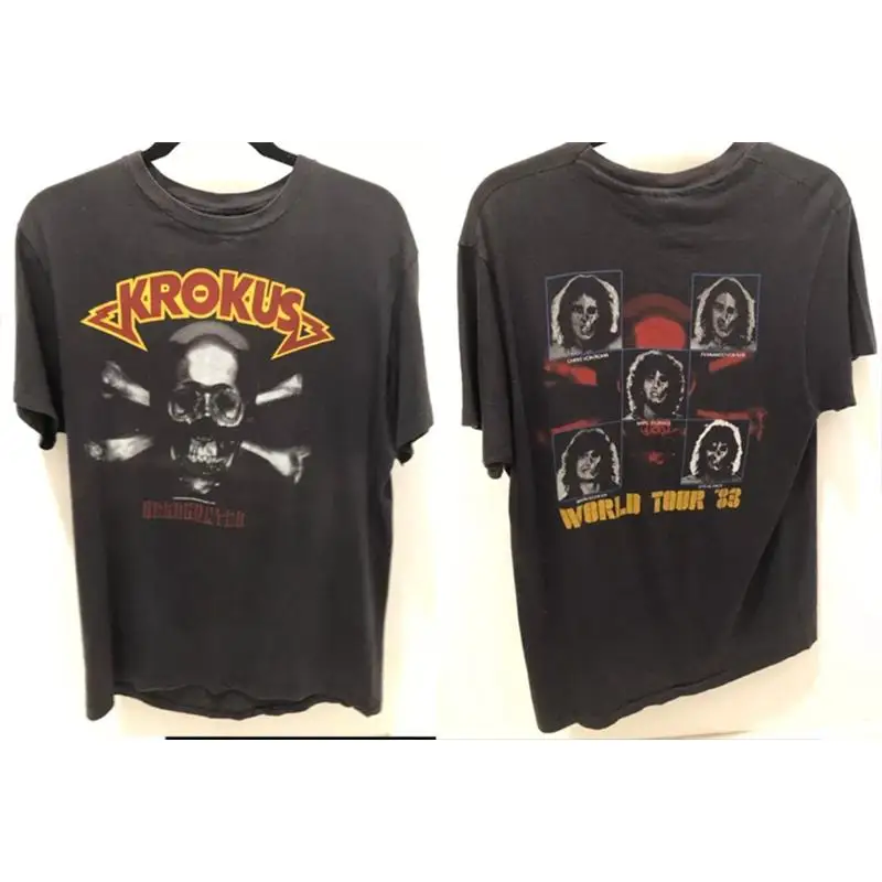 Camisa Krokus HeadHunter 2 lados 1983 Rock Tee Tamanho S-5XL