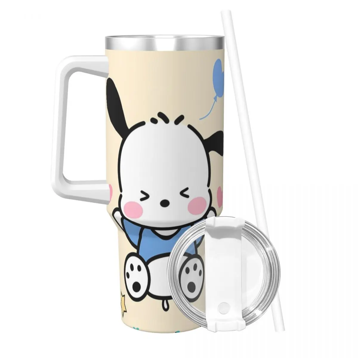 Stainless Steel Tumbler Pochacco Sanrio Thermal Mug Leakproof Hot Drinks Mugs Cup Beach Graphic Water Bottle