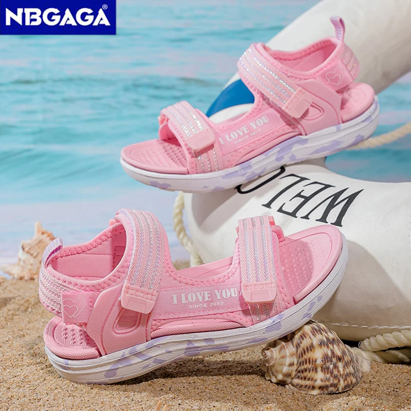 Children Casual Beach Shoes for Girls Summer Fashion Korean Style Soft Sole Anti-slippery Breathable Walking Sandals