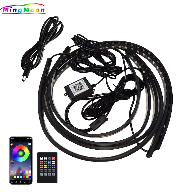 

Car Flexible Underglow Strip Light LED Underbody APP Remote Sound Control RGB Neon Light Atmosphere Lamp Auto Decoration