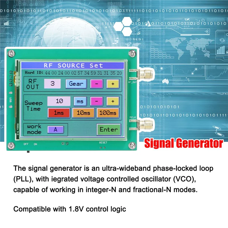 AC56-MAX2870 23,5–6000 MHz 0,5 PPM rauscharmer Signalgenerator, berührbarer Bildschirm, PC-Softwaresteuerung, PLL VCO