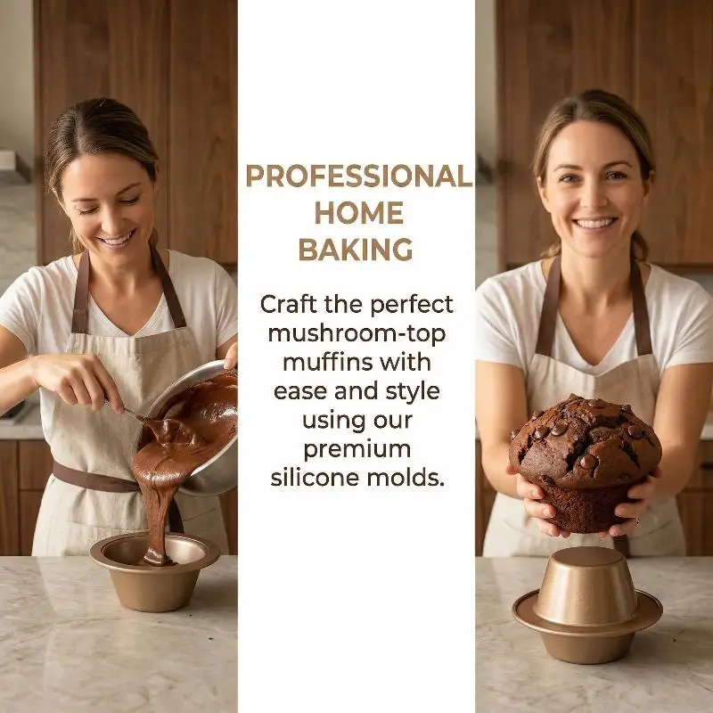 Nonstick Cupcake Baking Mold Mushroom Shape Reusable Carbon Steel Tray for Easy Release Muffin Cookies Party Baking Tool