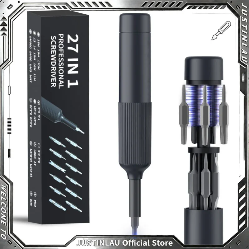 JUSTINLAU Präzisions-Schraubendreher-Set im Stiftformat 27 & 39 in 1 mit magnetischen Bits, manuelles Reparaturwerkzeug für Uhren, Brillen, PC, Laptop, iPhone