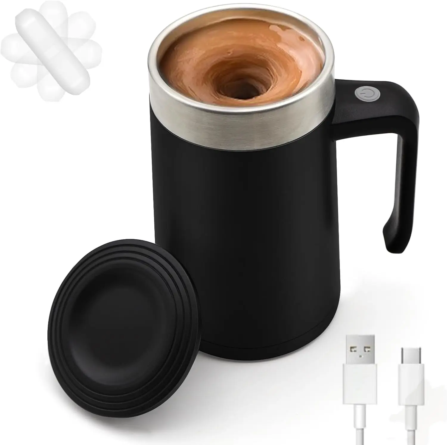

Self-Stirring Magnetic Coffee Mug, Rechargeable 14oz Black Stirring Cup for Coffee & Tea