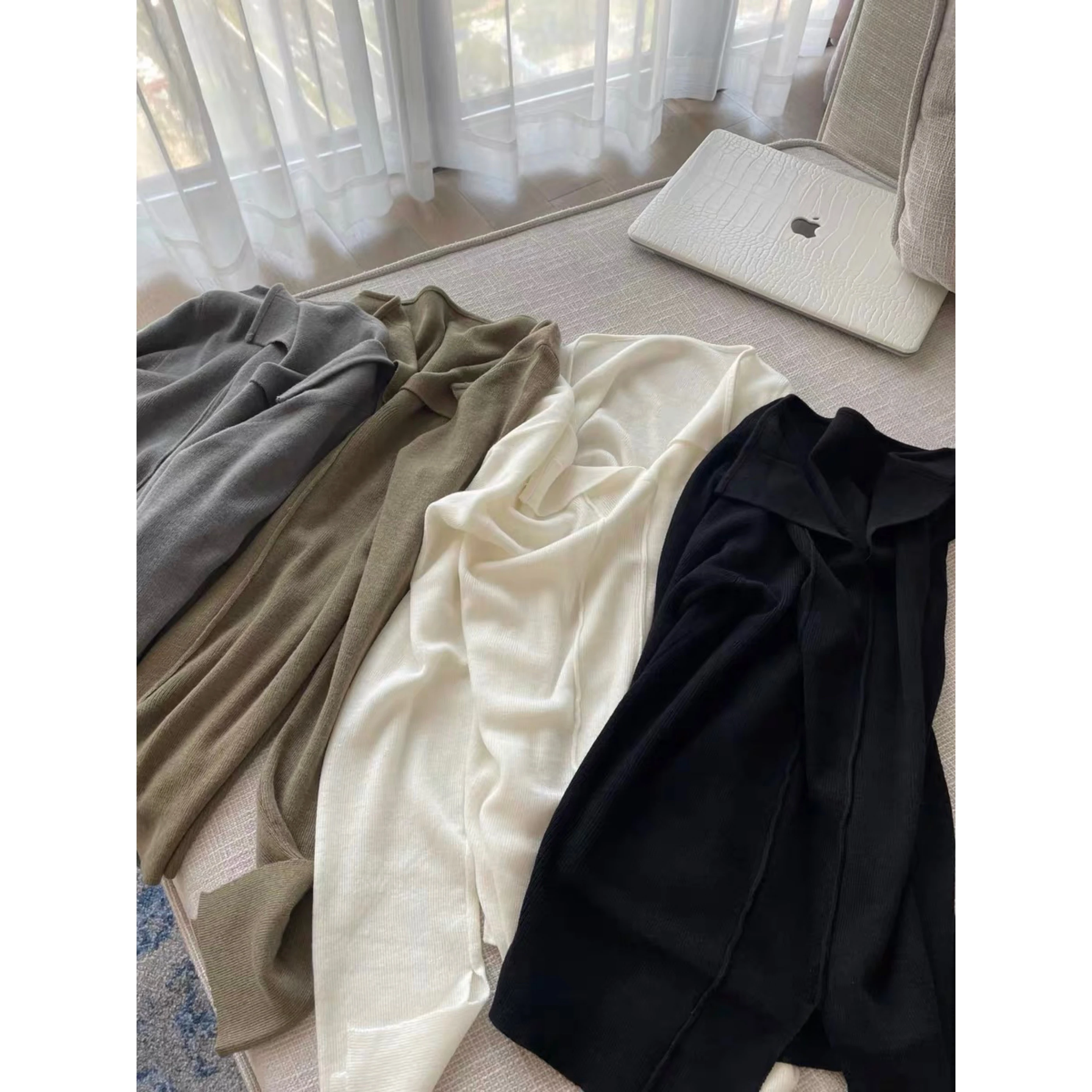 

Женский трикотажный топ Chillax из мягкой шерсти с длинным рукавом, маленьким воротником, облегающий, в четырех цветах, для осени и зимы