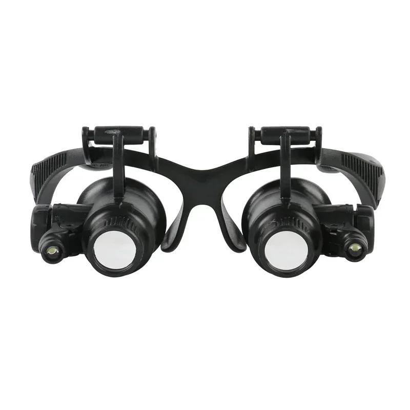 Headband Magnifying Glasses 2.5X 4X 6X 8X 10X 15X 20X 25X Optical Lens Glass Loupe With 2 LED For Watchmaker Jewelry Repair