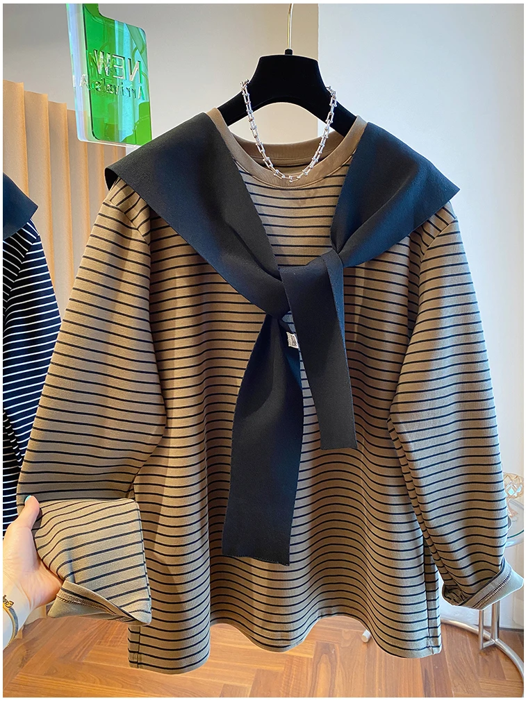 felpa-a-righe-con-cappuccio-e-sciarpa-taglia-grande-per-la-gravidanza-copripancia-top-alla-moda-per-l'autunno-in-misto-poliestere-e-cotone