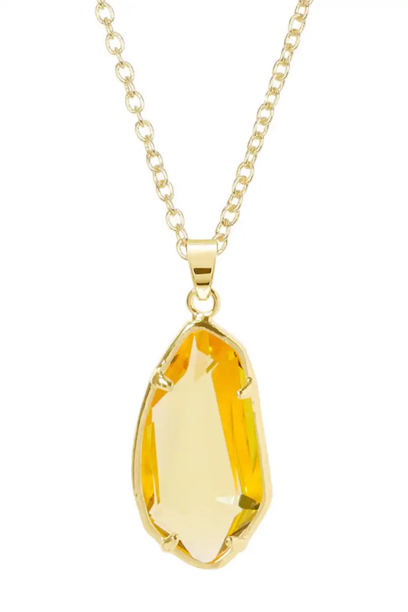 

Ожерелье с подвеской неправильной формы, желтое, розовое, синее, с кристаллами