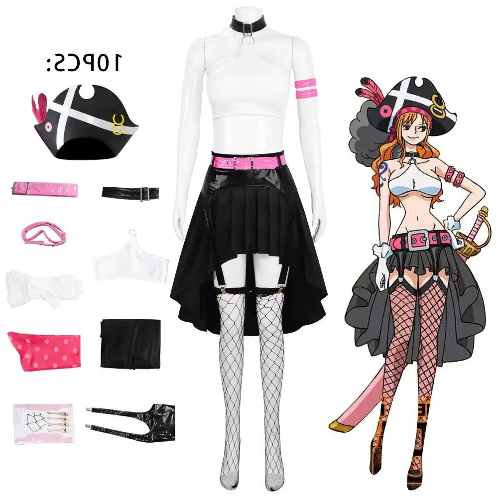 

Rouge One Nami Anime Cosplay Costume Set - Women's Sexy Uniform Outfit with Top Skirt And Belt for Halloween