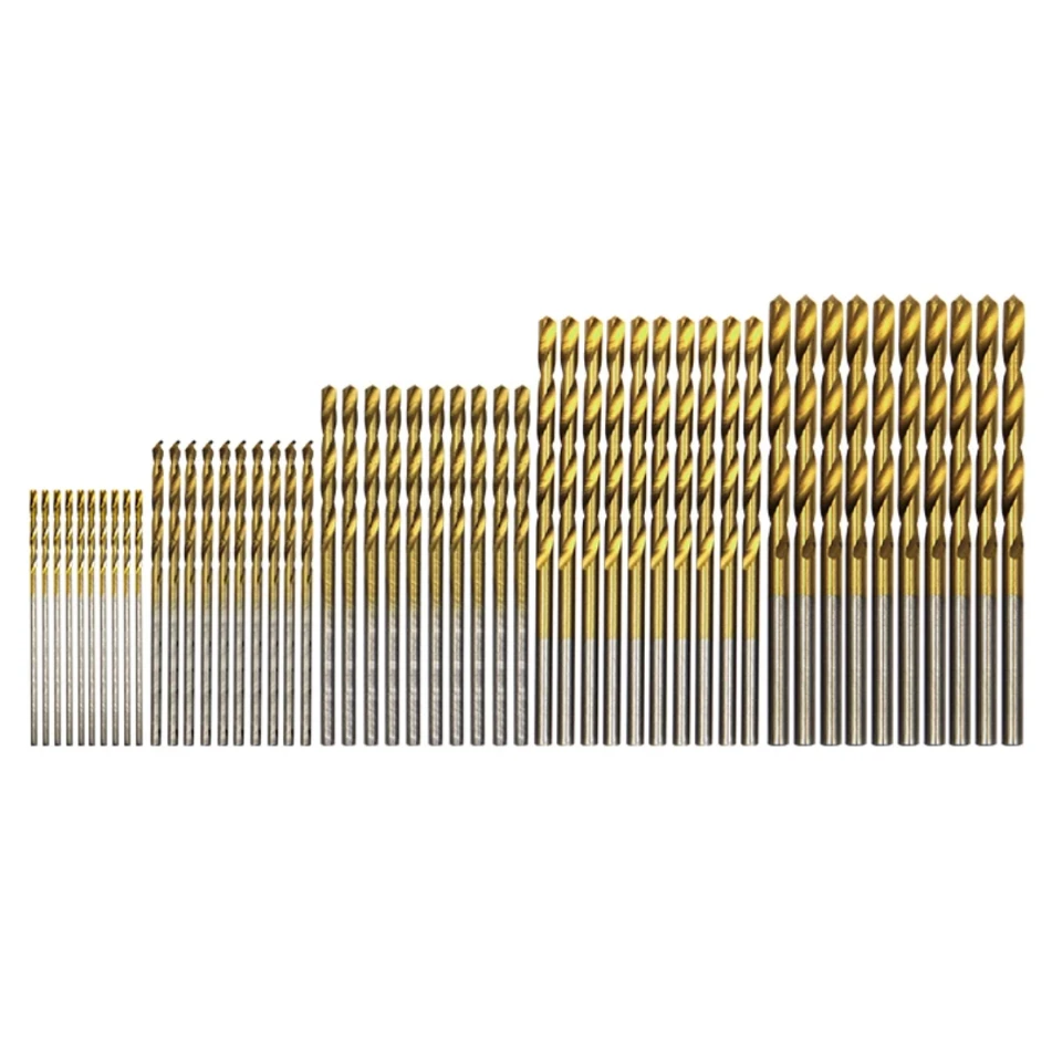 

50pc titanium plated twist drill set 1-3mm small drill bit electric drill drilling set DIY woodworking drilling and opening tool