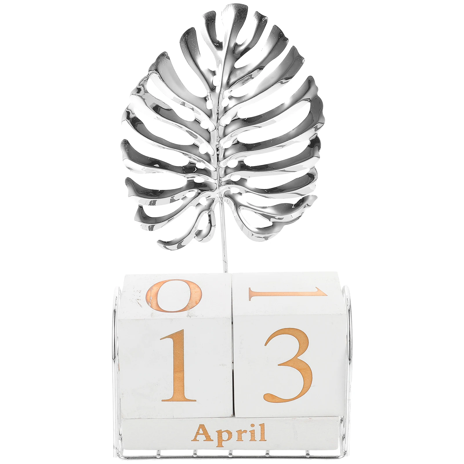 

Totortoise Back Leaf Calendar Ornament Block for Desk Wooden Cube Vintage Decor