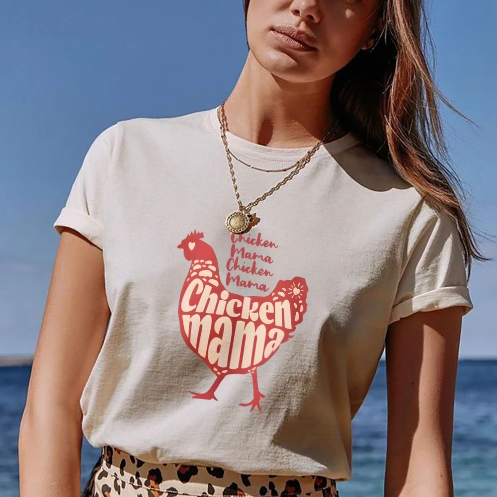 Chicken Mama Shirt Chicken Lover Shirt Women's Farm Tees Women Graphic T-Shirt Y2K Tees