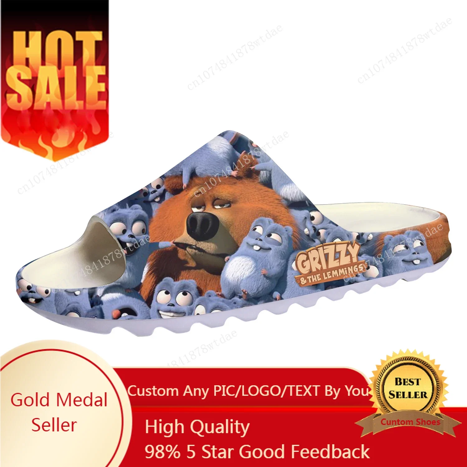 

Grizzly and The Lemmings Soft Sole Sllipers Mens Womens Teenager Home Clogs Anime Step In Water Shoes On Shit Customize Sandals