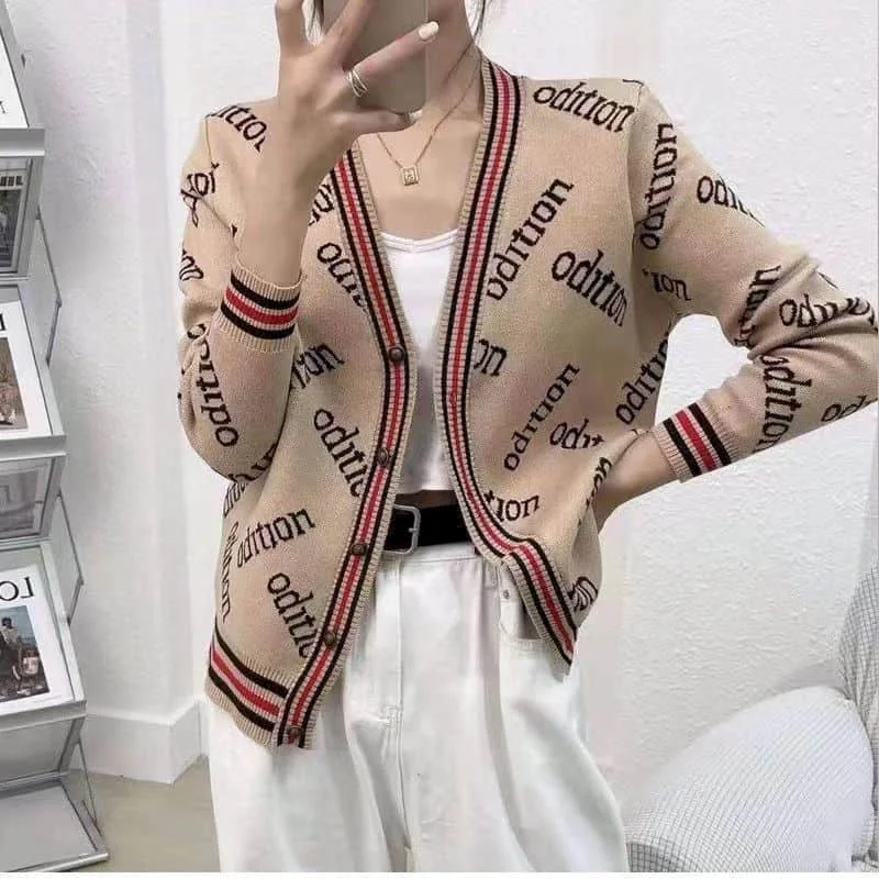 Truien Jacquard Gebreide Ontwerp Vesten Voor Vrouwen Losse Casual Vintage Jassen V-Hals Koreaanse Mode Lange Mouwen Vrouwen Tops