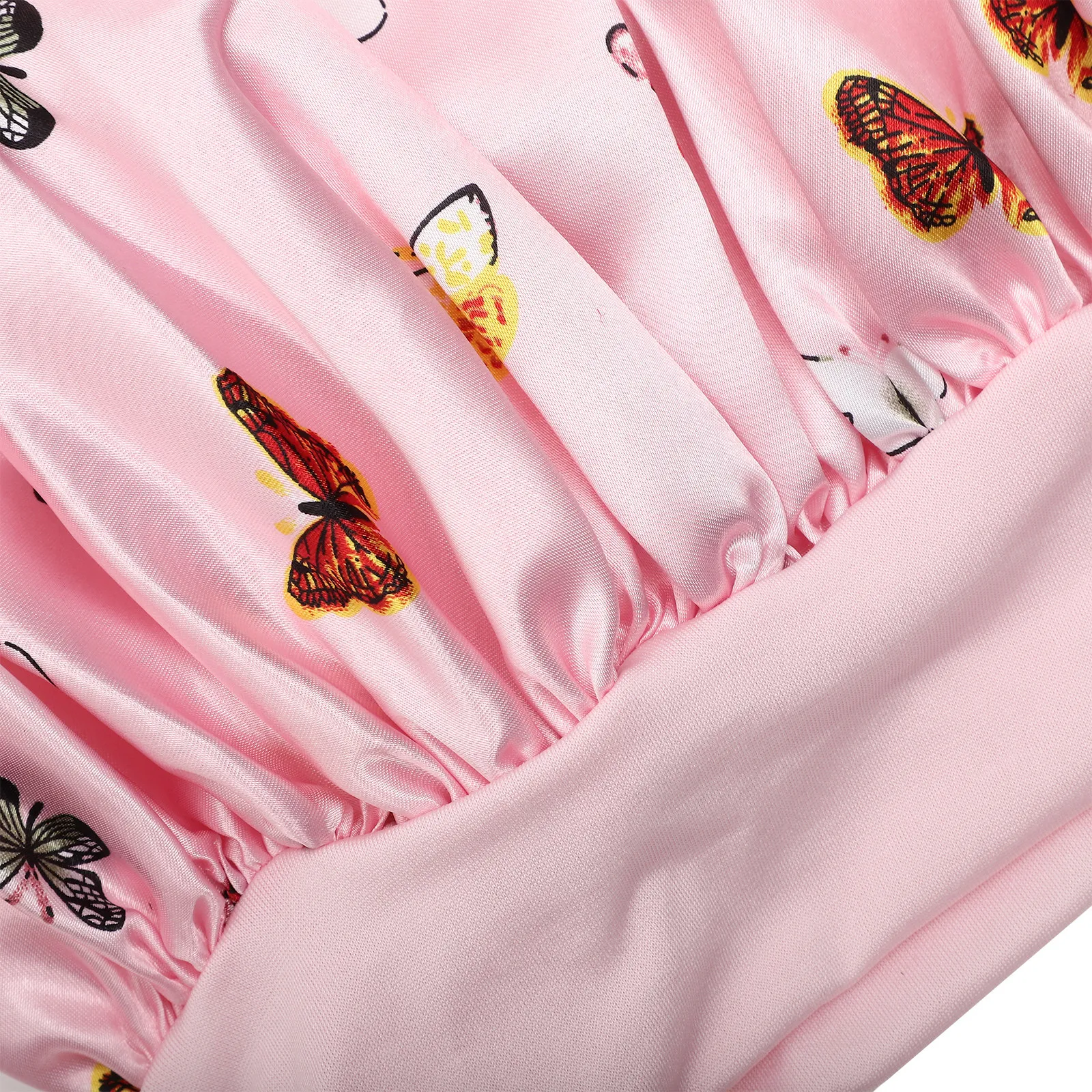 

2Pcs Butterfly Pattern Sleeping Hat Satin Bonnet Large Size Comfortable Sleeping Caps for Women Hair Care Sleep Caps for Long