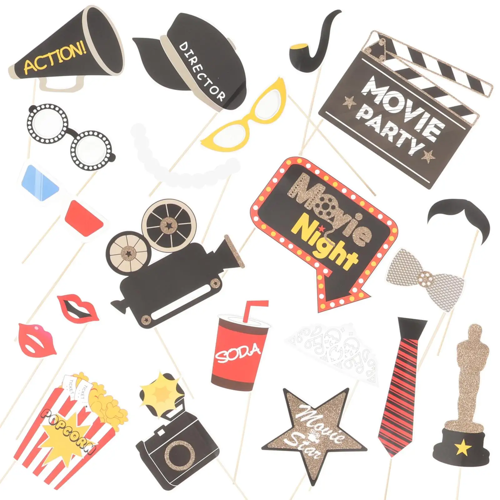 

21 Pcs Movie Theme Party Photo Booth Props Girls Night Bachelorette Decorations Festive Event Supplies Favors Masks Cards