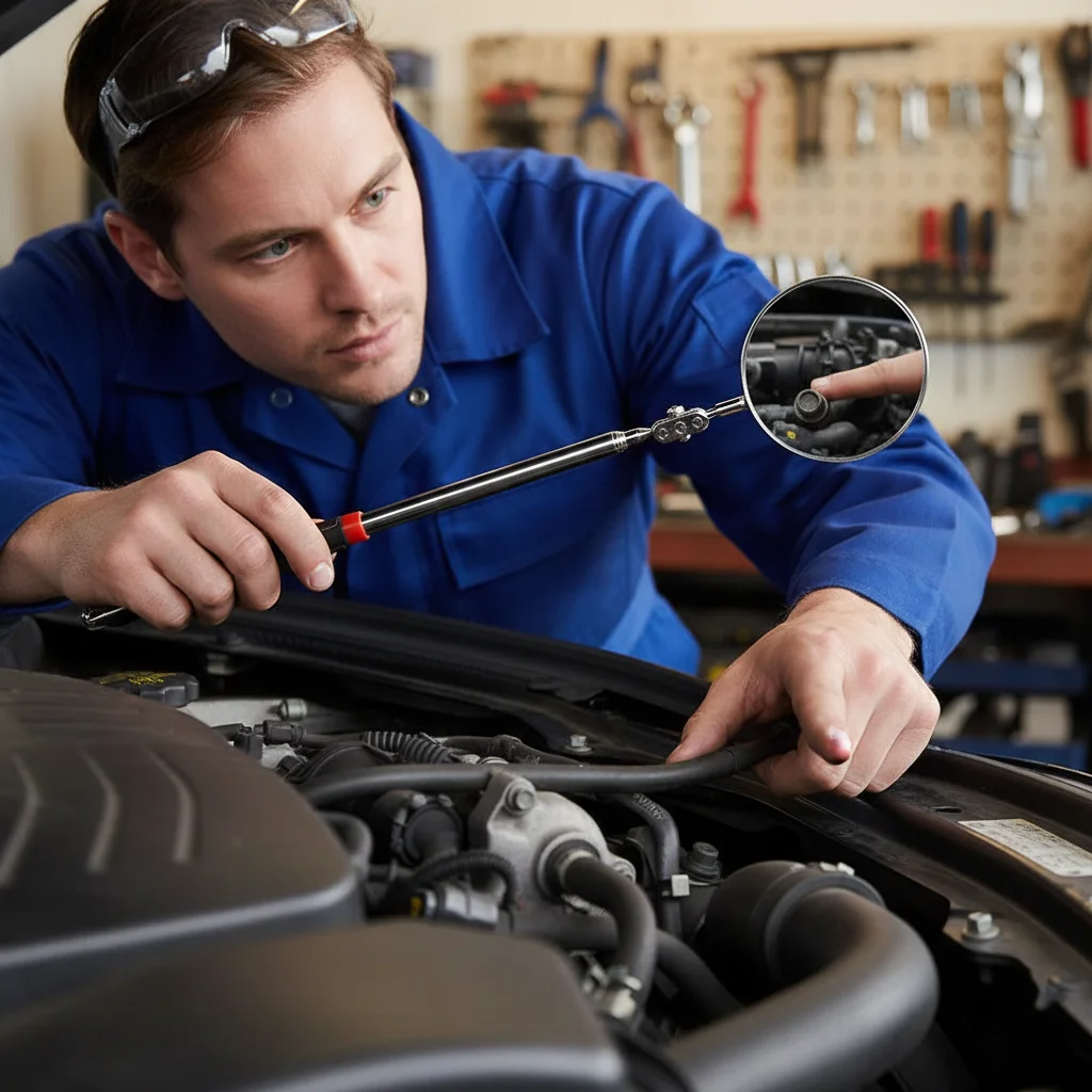 

Портативное круглое зеркало, автомобильные инструменты, автомобильный механический ремонт, выдвижная телескопическая линза для обнаружения углов обзора 360°