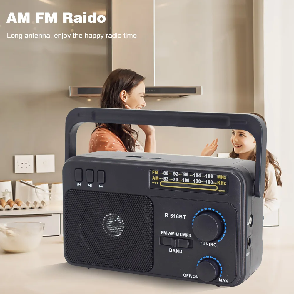 Radio AM FM Radio Transistor Short Wave Radio Powered by 3V Two Battery or Home, Large Knob, Suitable for Indoor and Outdoor Use