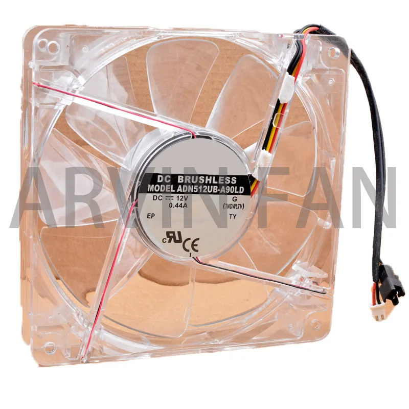 

ADN512UB-A90LD 13.5cm 135mm 135x135x25mm DC12V 0.44A 2 Lines White Led Light Transparent Chassis Large Air Volume Cooling Fan