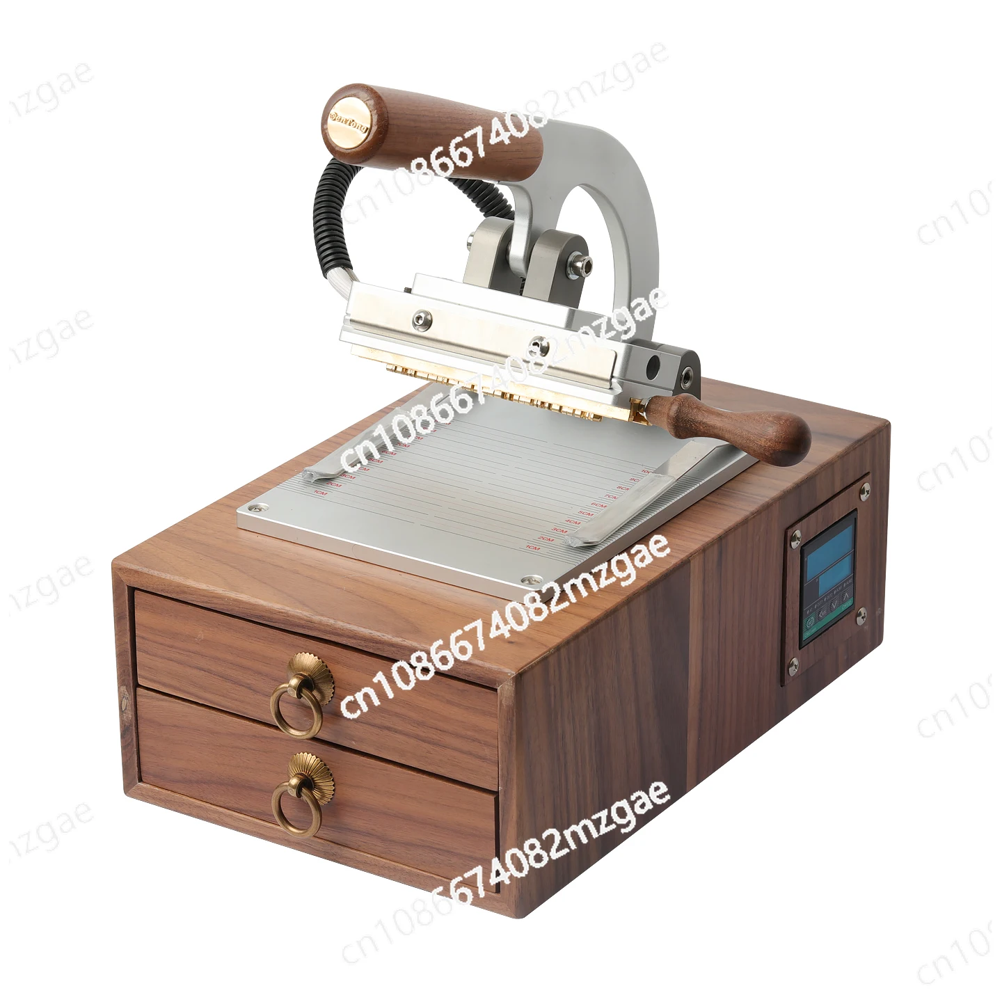 

Leather goods bronzing machine Multifunctional branding and stamping machine Retro walnut manual box type manual hot pressing