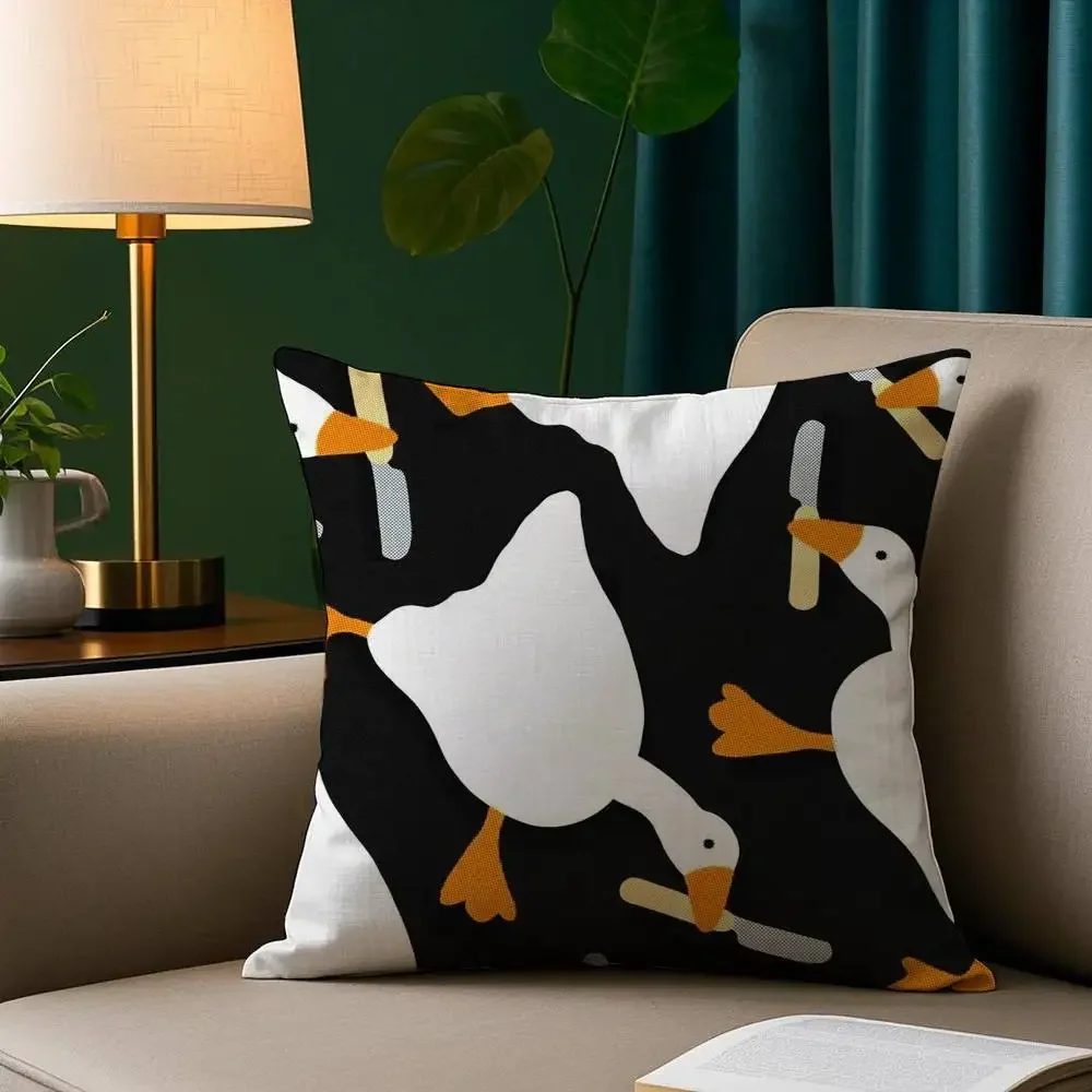 Funny Knife Goose Double-sided Printed pillow cover Short plush Suitable living rooms bedrooms sofas throw cushion cover