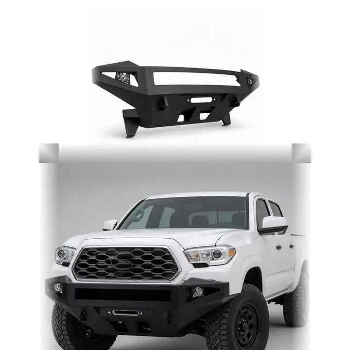 Wholesale Heavy Duty Steel Front Bumper With Winch Mount Recovery Loops For Toyota Tacoma 2016+ 4x4 Off Road Bumper Guard