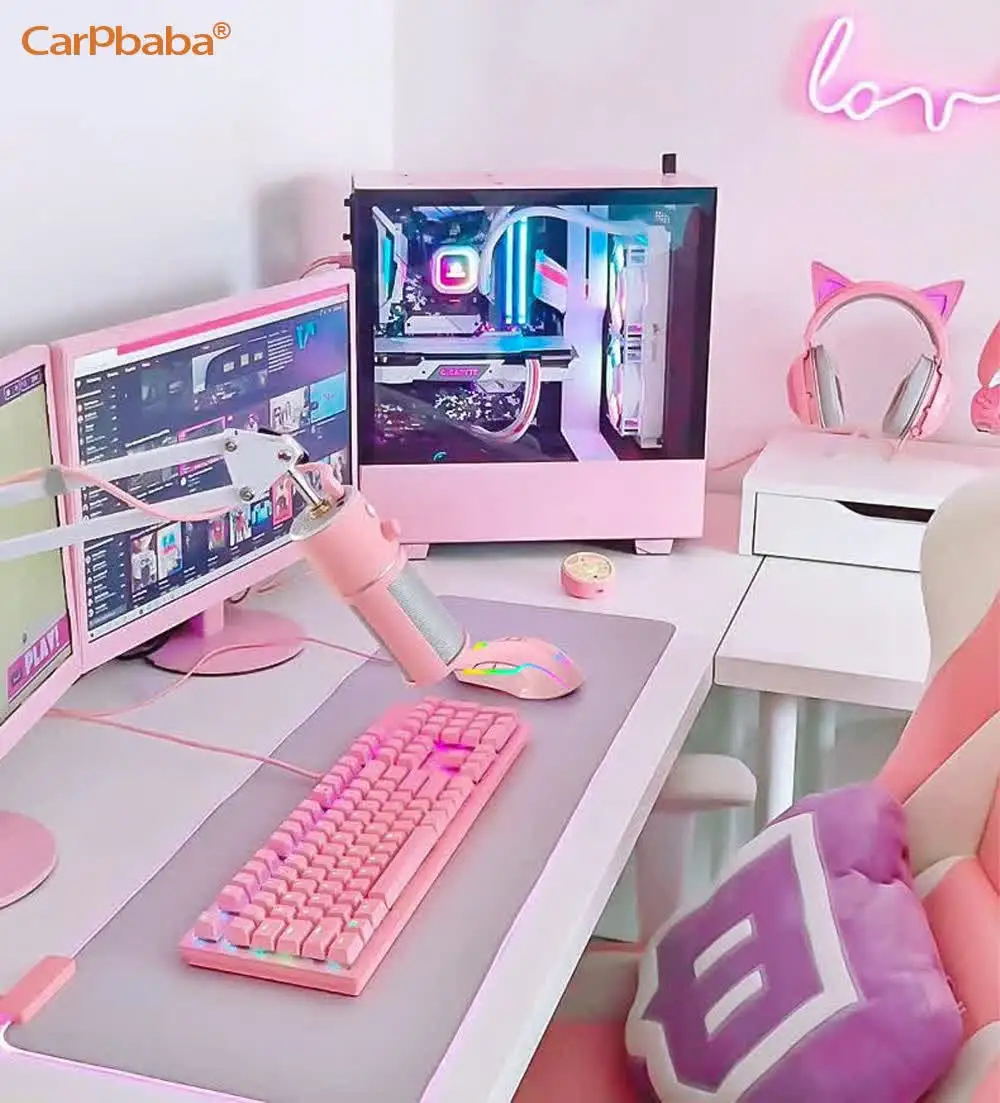 Mysz do gier RGB, różowa, urocza, 6400 DPI, przewodowa, optyczna, z efektownym podświetleniem, idealna do użytku w domu, biurze, na laptopie i komputerze PC. — zdjęcie produktu 6