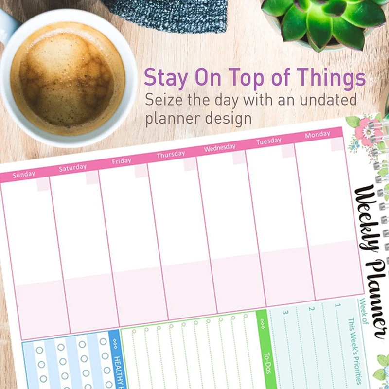 2PCS Weekly Planner Notepad And Today Planner Notebook 52 Sheets, Undated Weekly To Do List Notepad For School Office Durable