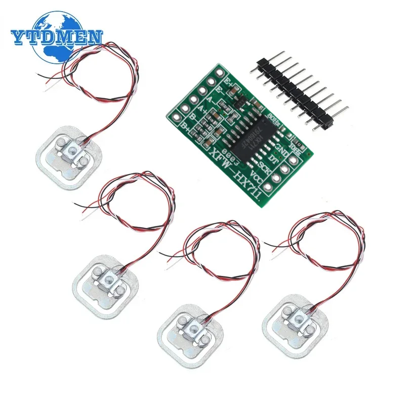 HX711 Weight Sensor Kit 200kg Load Cell Pressure Sensor Module + 4PCS 50kg Human Scale Weight Sensors Measurement Tool DIY Kit
